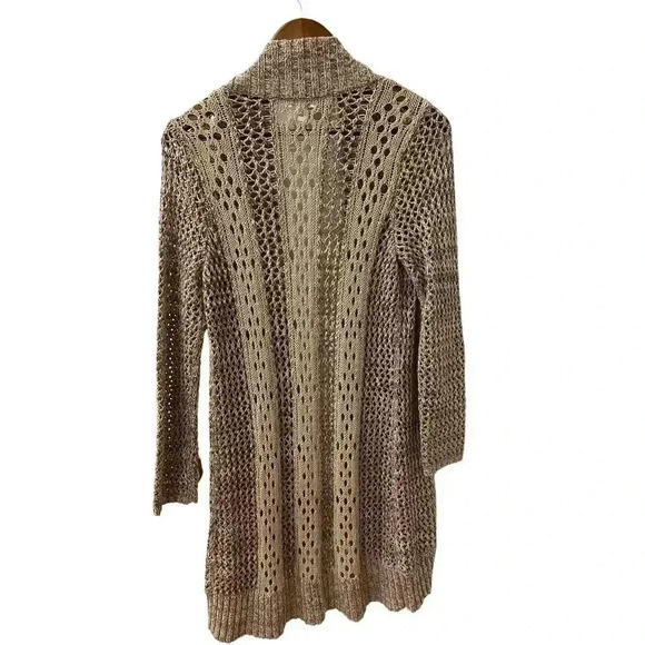 Chico’s Open Front Open Knit Long Cardigan Size 1 - Picture 3 of 9